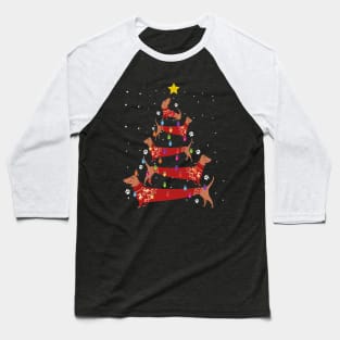 Dachshund Dog Christmas Tree Baseball T-Shirt